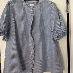 J Crew Blue Striped Women's Top